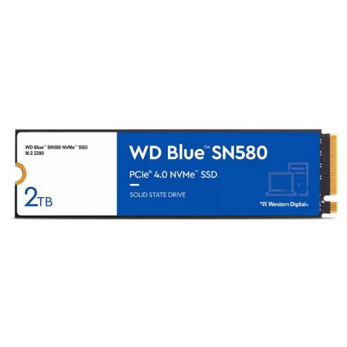 Western Digital WD Blue SN580 NVMe 2TB, Upto 4150MB/s, 5 Y Warranty, PCIe Gen 4 NVMe M.2 (2280), Internal Solid State Drive (SSD) (WDS200T3B0E)