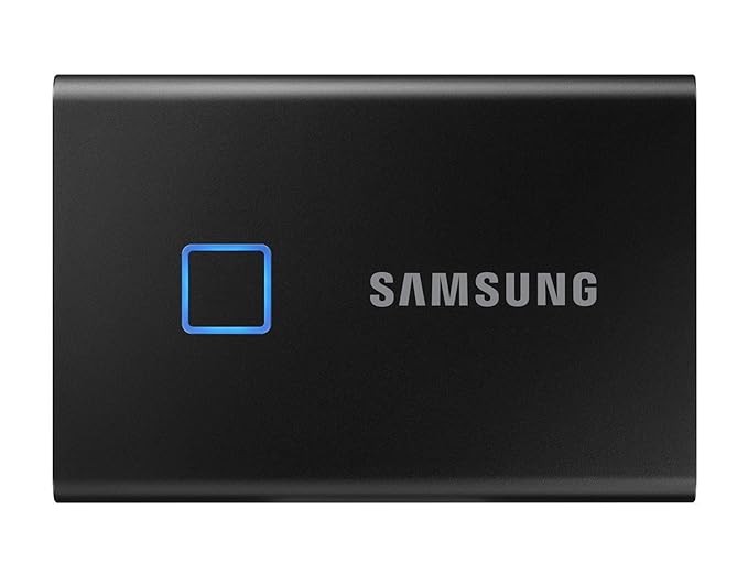 Samsung T7 Touch 2TB Up to 1,050MB/s USB 3.2 Gen 2 (10Gbps, Type-C) External Solid State Drive (Portable SSD) Black (MU-PC2T0K)