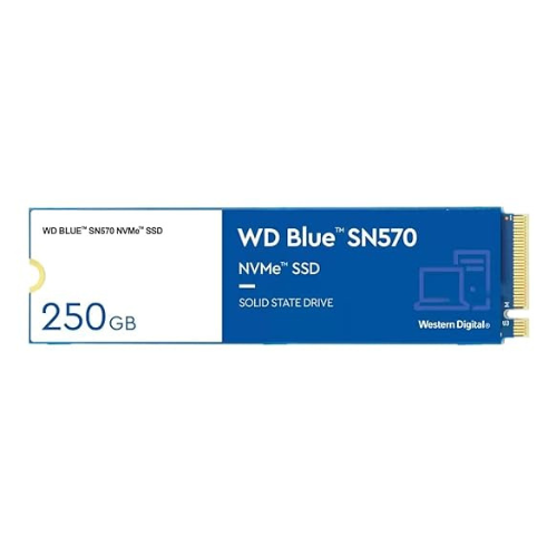 Western Digital WD Blue SN570 NVMe 250GB, Upto 3300MB/s, 5 Y Warranty, PCIe Gen 3 NVMe M.2 (2280), Internal Solid State Drive (SSD) (WDS250G3B0C)