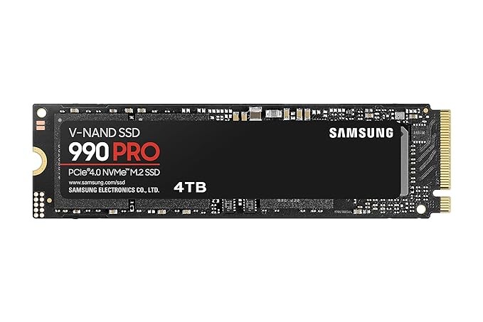 Samsung 990 PRO SSD 4TB PCIe 4.0 M.2 2280 Internal Solid State Hard Drive, Seq. Read Speeds Up to 7,450 MB/s for High End Computing, Gaming, and Heavy Duty Workstations, MZ-V9P4T0B, Black